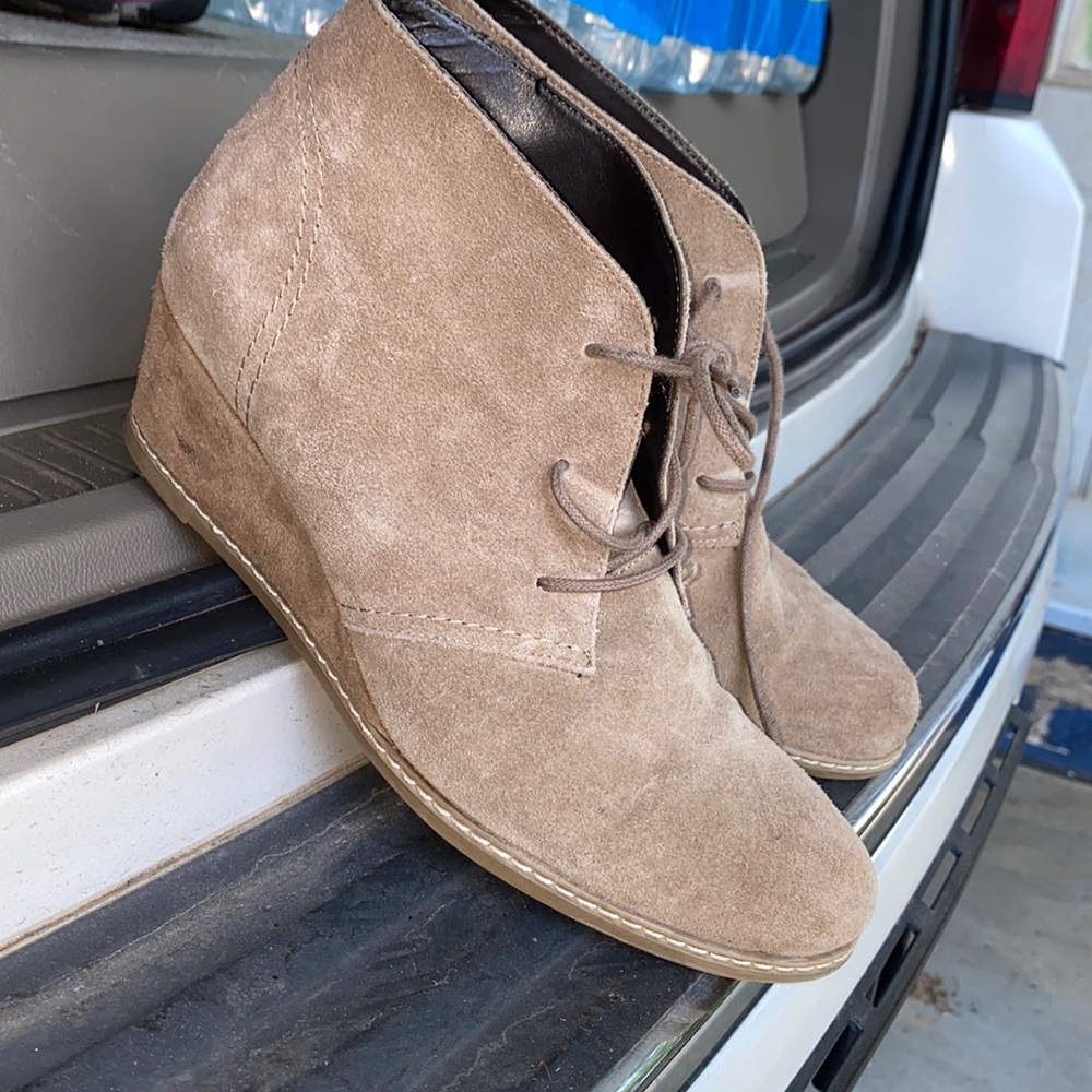 Suede wedge booties